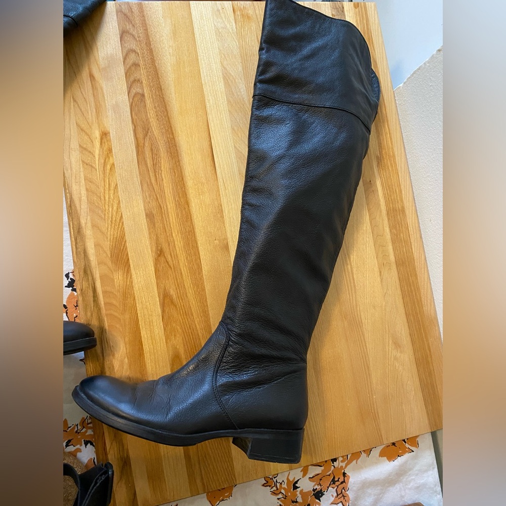Black Over-the-Knee Women's Leather Boots - Picture 8 of 11